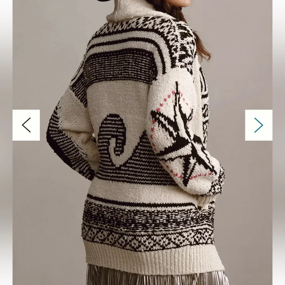 Pilcro by Anthropologie Slouchy Waves Oversized Cardigan Sweater M/L - Picture 3 of 7